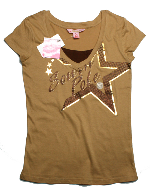 Southpole dívčí tričko s hvězdou hnědé M/10-12 let
